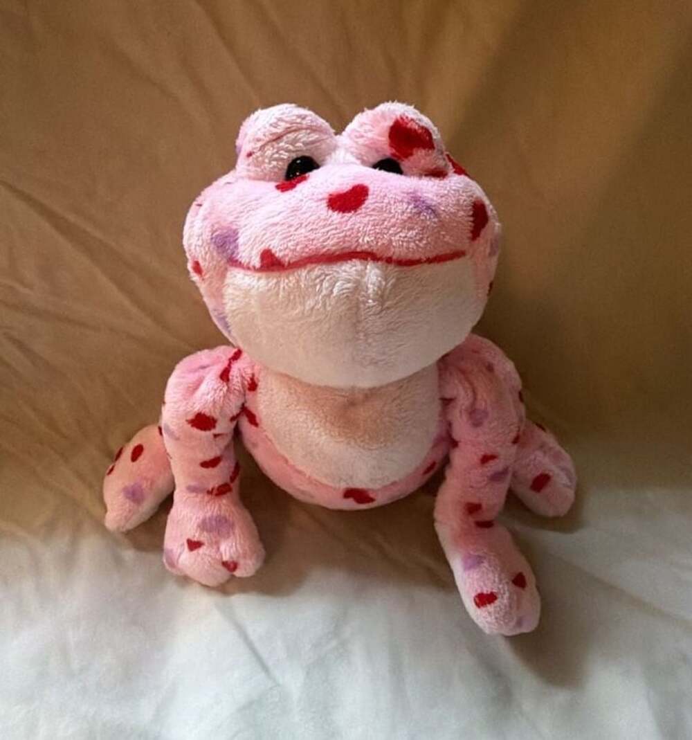 Ganz Webkinz Love Frog Pink and Red Heart Print Valentine's Plush Toy